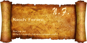 Nasch Ferenc névjegykártya